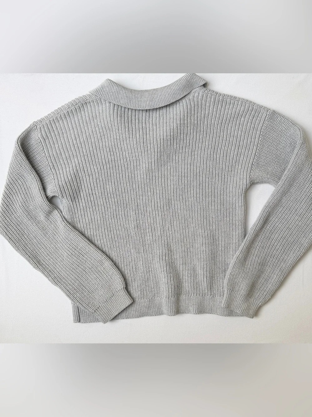 Cat & Jack Girls XL 14 Gray Ribbed Knit Collared Sweater